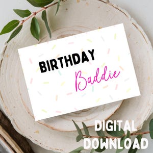 Birthday Baddie - Grußkarte, Geburtstagskarte, Printable NUR DIGITAL DOWNLOAD für 13x18 Karte