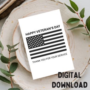 Happy Veteran's Day - bedankt voor je service - patriottische wenskaart, afdrukbare DIGITALE DOWNLOAD ALLEEN voor kaart van 5 x 7