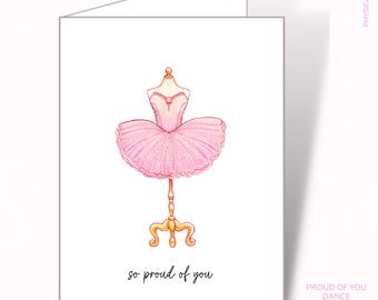 Tarjeta de ánimo para bailarines / Regalo para bailarines con el mensaje "Orgullosos de ti" / Apoyo al equipo de baile / Recital de ballet / Tarjeta física / 4x6 o 5x7 / Personalización