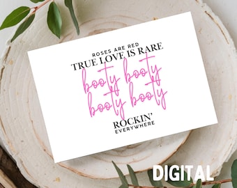 Tarjeta de San Valentín "Rose Are Red Booty": Imprimible divertida de 5x7 (Descarga digital)