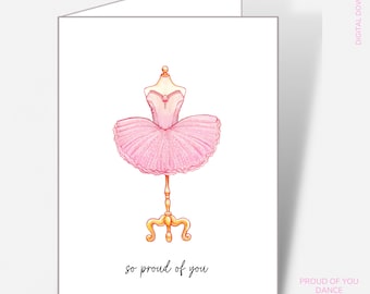 Tarjeta de ánimo para recital de danza / Orgullosos de ti / Tarjeta de apoyo al equipo de danza / Tarjeta para recital de ballet / Descarga digital / 5x7