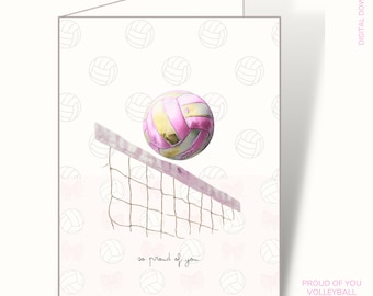 Tarjeta de ánimo para voleibol / Regalo para jugador de voleibol "Orgullosos de ti" / Tarjeta de apoyo para equipo de voleibol / Descarga digital / 5x7