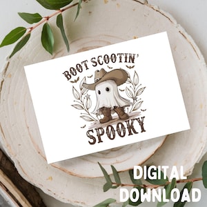 Tarjeta de felicitación de Halloween con botas espeluznantes, imprimible, solo descarga digital para tarjetas de 5x7