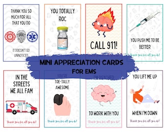 Mini tarjetas de agradecimiento para EMS: Agradecimiento al personal de primera respuesta (Descarga digital)