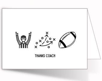 Tarjeta de agradecimiento para entrenador de fútbol americano, tarjeta de agradecimiento para entrenador al final de la temporada, regalo para banquete del equipo (formato físico / 4x6 o 5x7 pulgadas / Personalización)