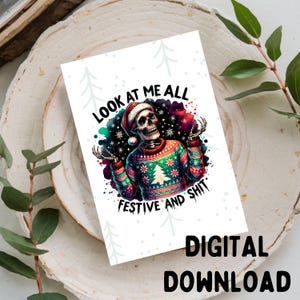 Mírame, todo festivo y demás: tarjeta de felicitación navideña, imprimible, solo descarga digital para tarjeta de 5x7