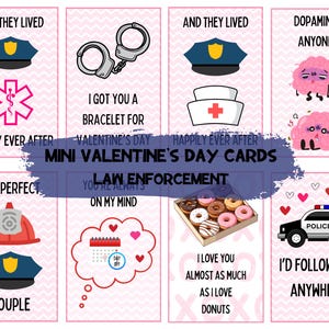 Lustige, niedliche Strafverfolgungs-Valentinstagskarten - 16er-Packung Strafverfolgungs-Adorableness - NUR Digitaler Download