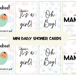 Niedliche Babypartykarten - 8er Pack entzückende Mini-Babypartykarten - NUR Digitaler Download