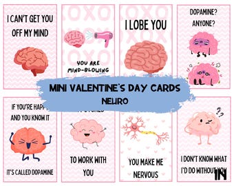 Tarjetas neurológicas divertidas para San Valentín: Regalo con un juego de palabras sobre el cerebro (descarga digital)