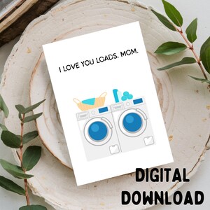Je t'aime beaucoup, maman - jolie carte de voeux pour la fête des mères, imprimable TÉLÉCHARGEMENT NUMÉRIQUE UNIQUEMENT pour carte 5 x 7