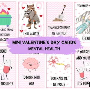 Lustige, niedliche Valentinstagskarten für psychische Gesundheit - 16er-Pack psychische Gesundheit Adorableness - NUR Digitaler Download