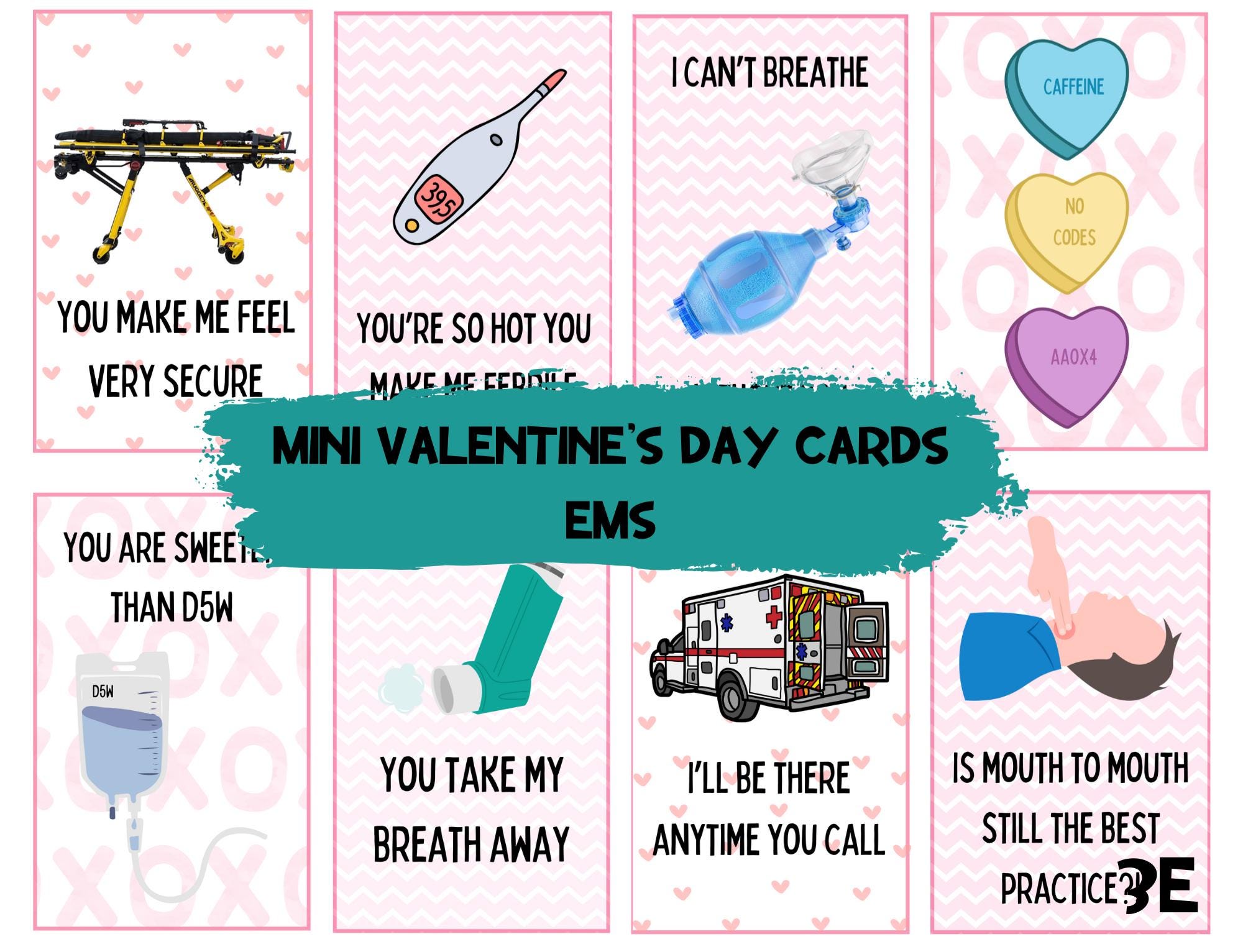 Funny EMS Valentine's Day Cards: EMT Paramedic Gift (digital Download ...