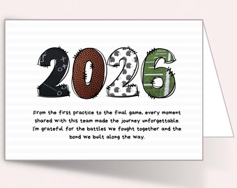 Tarjeta de ánimo para jugadores de fútbol americano / Agradecimiento al entrenador al final de la temporada / Regalo para el entrenador en el banquete del equipo / 2026 / Imprimible / 5x7 / Descarga instantánea