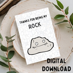 Merci d'être mon rocher ! -Mignon / encourageant / positif / carte de voeux de remerciement, imprimable TÉLÉCHARGEMENT NUMÉRIQUE UNIQUEMENT pour carte 5 x 7