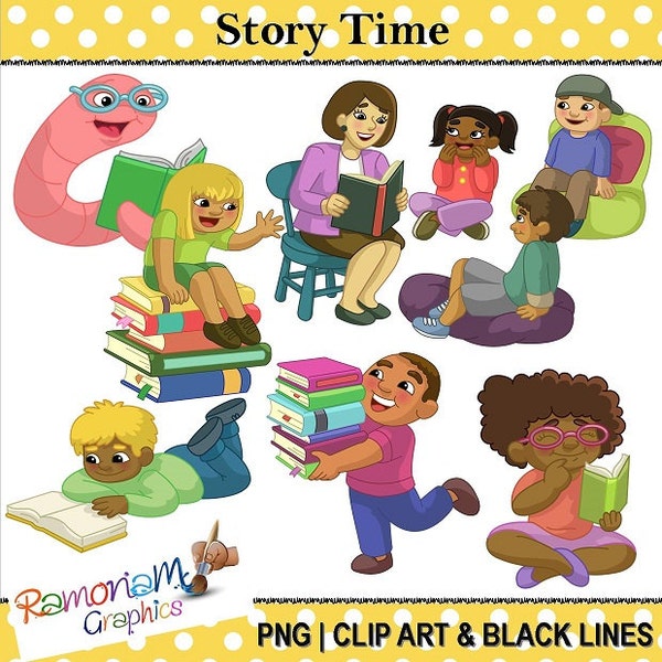 Story Time - Children and books Clip art