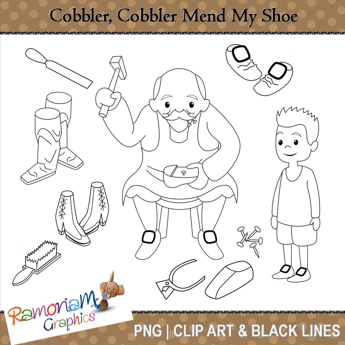 Cobbler Cobbler mend my shoe nursery rhyme clip art Etsy