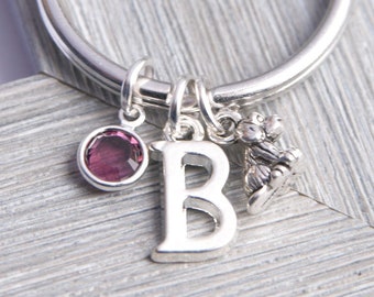 Puppy Dog Keychain with Initial Charm - Personalized Dog Mom Keychain - Gift for Dog Lover - Cute Puppy Charm Accessories - Fur Mama Gift