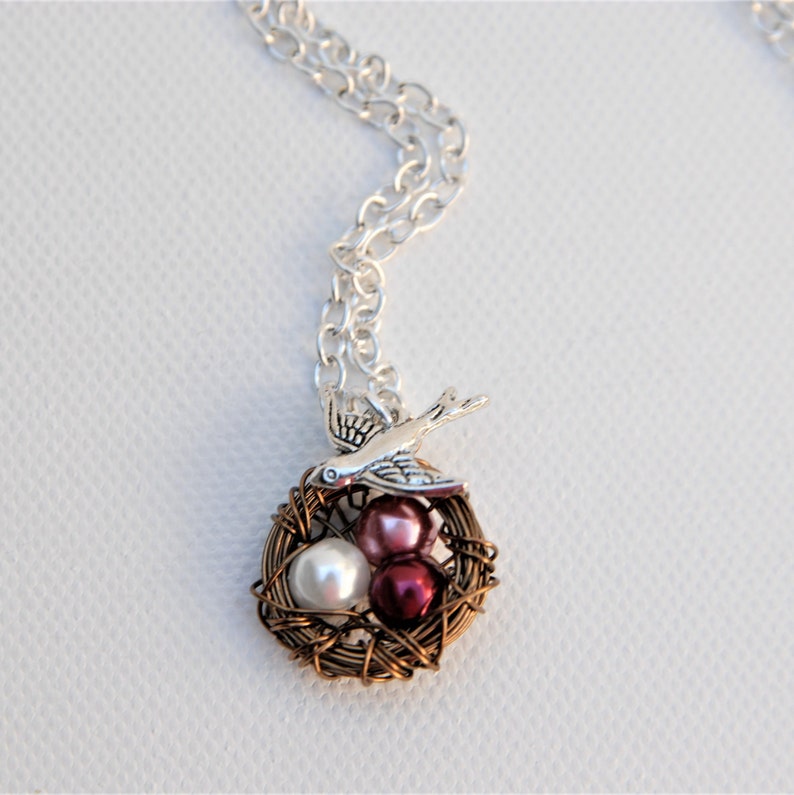 Bird Nest Necklace Birthstone Birds Nest Necklace with Etsy