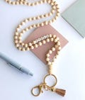 Personalized Boho Teacher Lanyard, Personalized Lanyard, Glass Seed Beads, Badge Holder, Teacher Gift, Wood Beads and Gold Lanyard, ID Badge