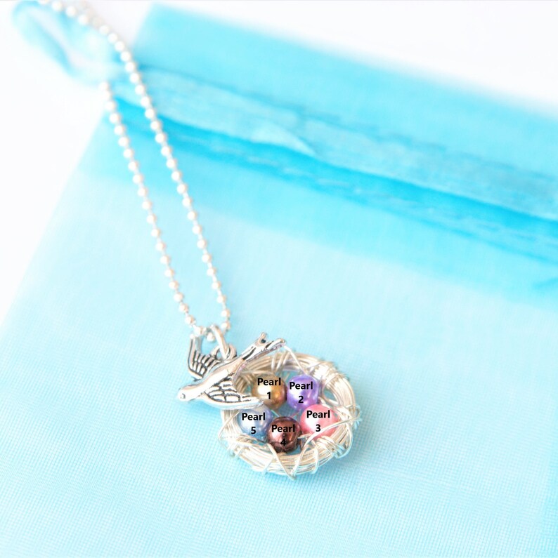 Bird Nest Necklace Birthstone Birds Nest Necklace with Etsy