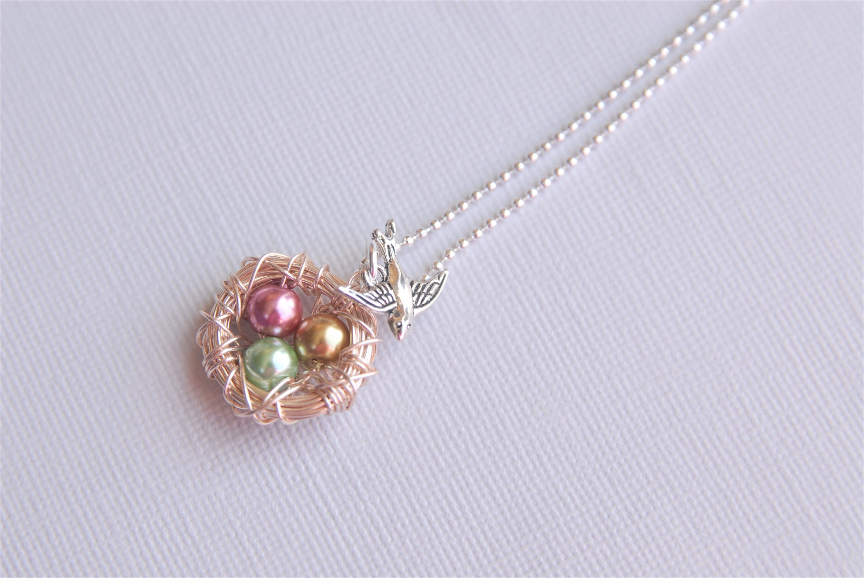 Bird Nest Necklace Birthstone Birds Nest Necklace With Etsy