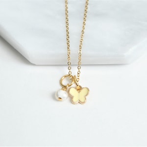 Butterfly Necklace - Personalized Gift - Flower Girl Jewelry - Charm Necklace - Flower Girl Proposal - Birthday Gift for Girls - Pendant