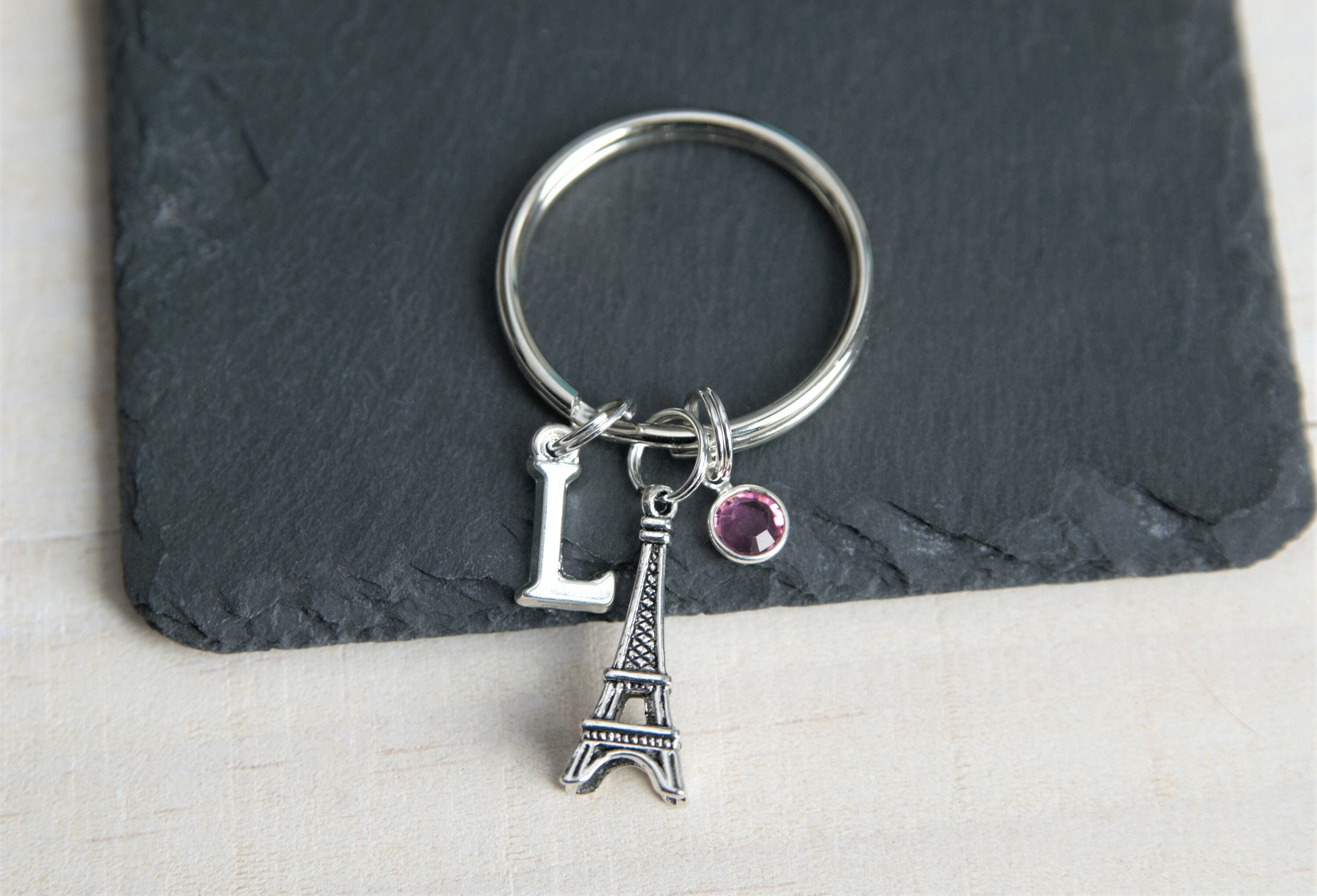 Paris Jewelry Paris Key Ring,Minimalist Locket Keychain,Dainty Locket Keychain,M152 Paris Locket Keychain,Tower Jewelry Paris Locket Keychain Tower Locket Keychain 
