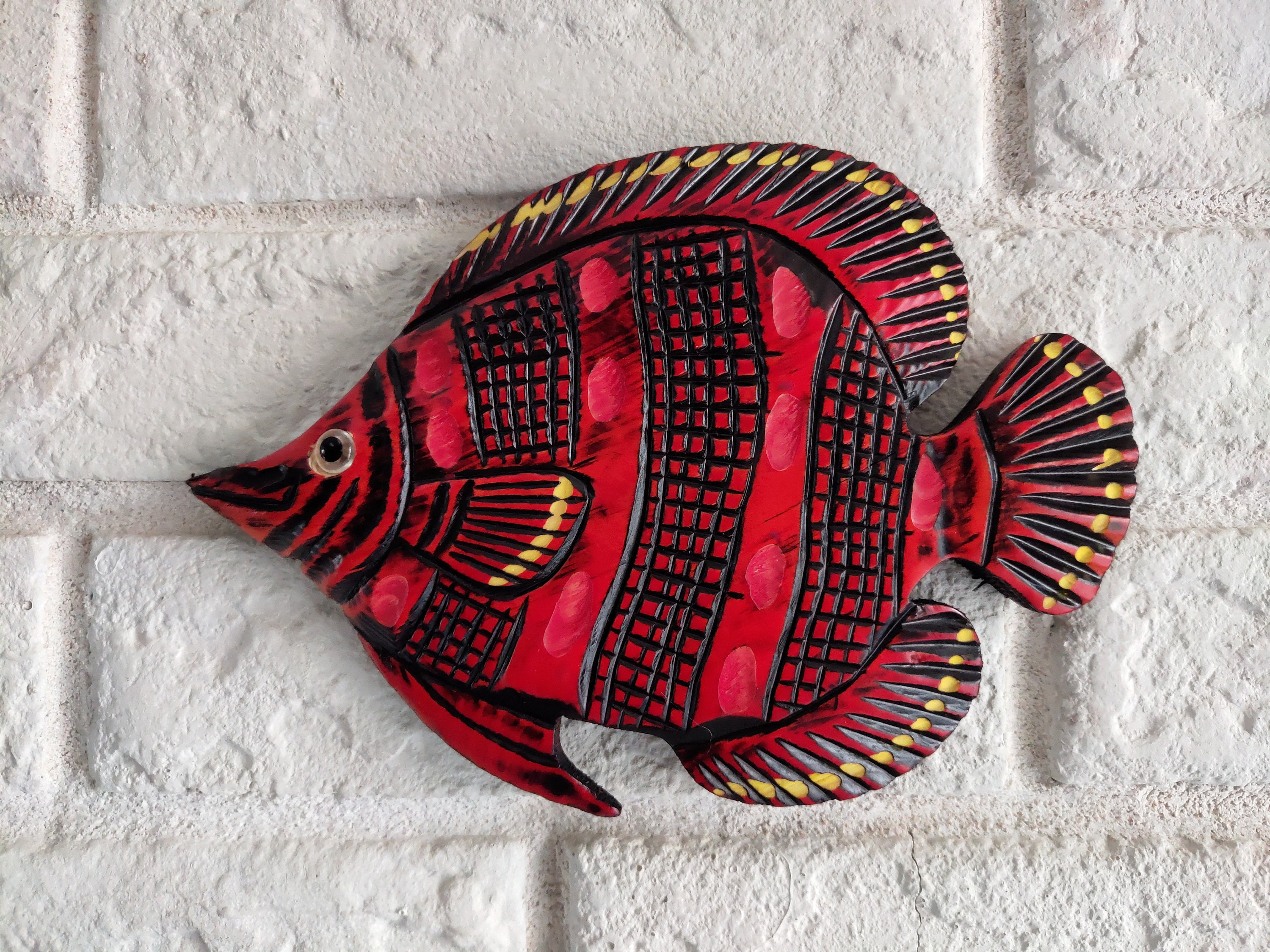 Wood Carved Fish Wooden Hanging Decor on Wall Etsy UK
