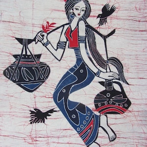Happy Journey - Colorful Batik Tapestry Wall Decorative Painting 33x27