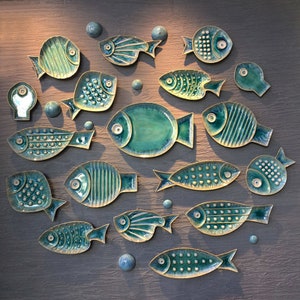Sea-themed Ceramic Fish Starfish Shaped Decorative Hanging Decor Plate Set Artistic Decoration On Wall  Fengshui Lucky Decoration