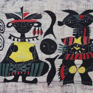 Yin and Yang - Colorful Batik Tapestry Wall Decorative Painting 33x27