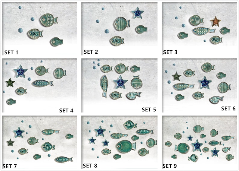 Set di piatti decorativi da appendere decorativi a forma di stella marina in ceramica, decorazione sulla parete immagine 4