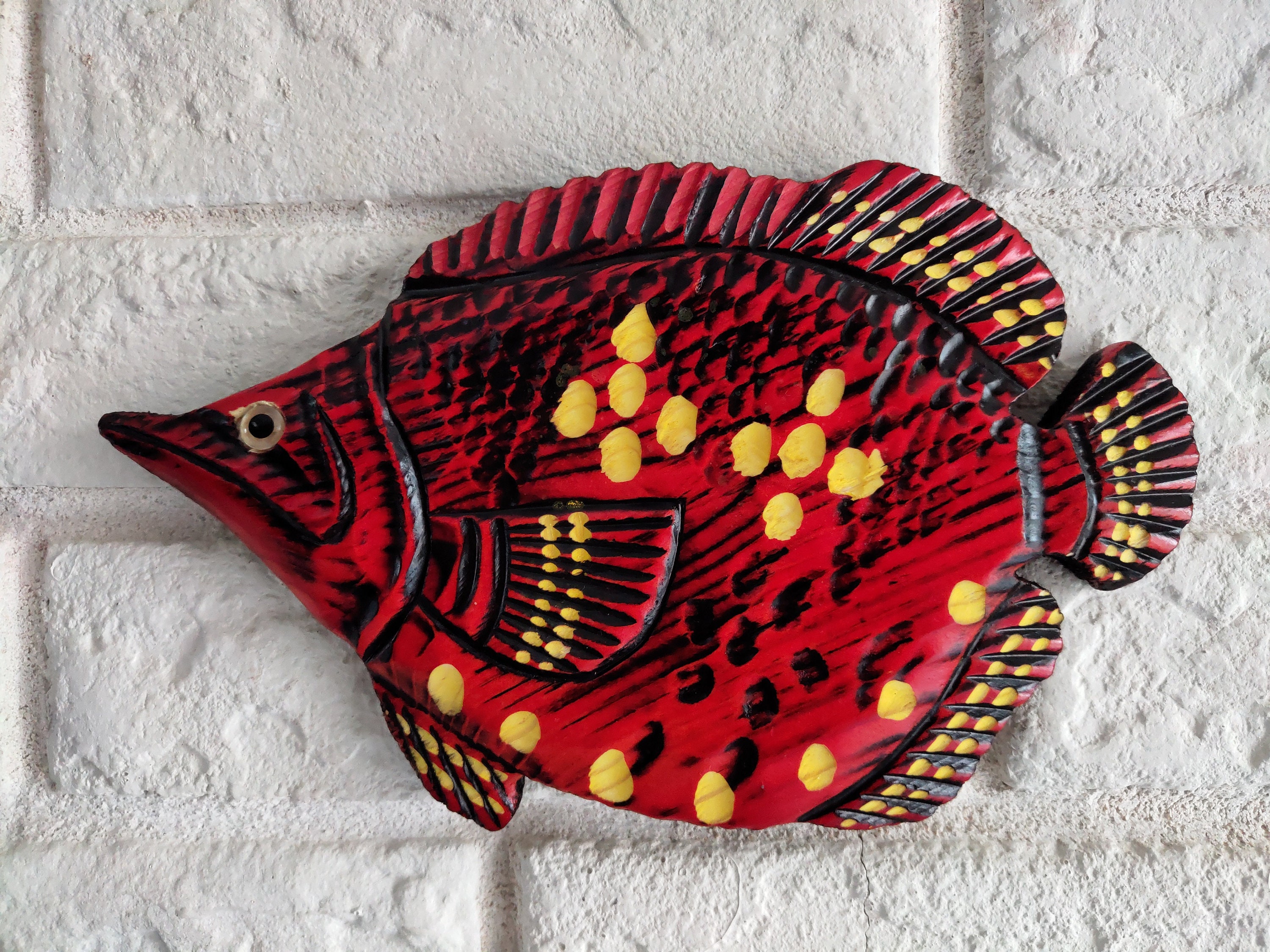 Wood Carved Fish Wooden Hanging Decor on Wall Etsy UK
