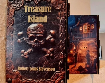 Treasure Island Glow Book Scene Printed 3D Book Art - booknook, shelf story display with vibrant print - for LED backlight