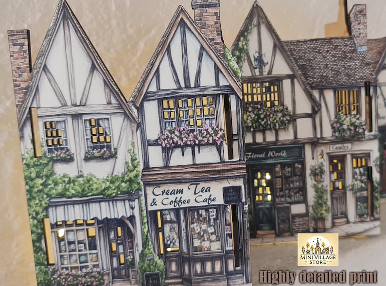 mini village scene for book shelf or booknook