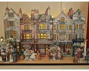 Story Street – A Miniature Literary High Street model village scene Add LED & bring to life Spot the character shops and offices
