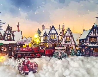 Christmas Mini Village Scene - 'Hollybrook' Part 1 | Festive Railway Station & Tudor Houses