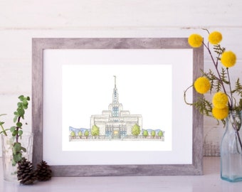 Draper, Utah Temple Drawing and Watercolor Painting DIGITAL DOWNLOAD