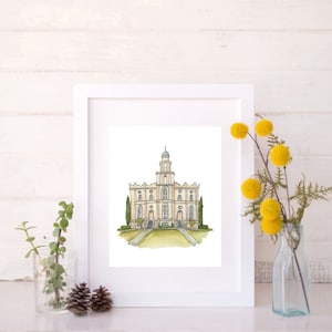 St. George, Utah Temple Water color Print DIGITAL DOWNLOAD