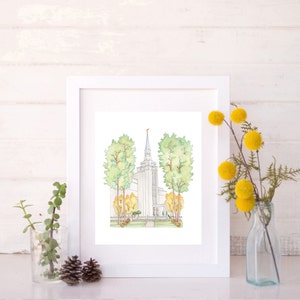 Boston, Massachusetts Temple Drawing and Watercolor Painting