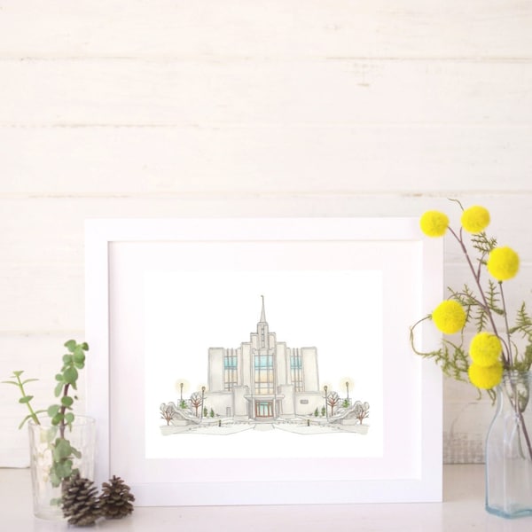 Calgary Alberta Water Color LDS Temple