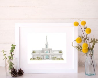 Orlando, Florida Temple Drawing and Watercolor Painting