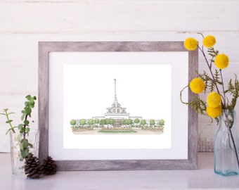 Billings, Montana LDS Temple Drawing and Watercolor Painting DIGITAL DOWNLOAD