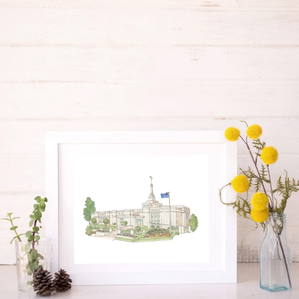 Melbourne, Austraila LDS Temple Water Color Painting Print