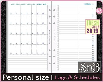 snb personal wide monthly logs and schedules 2018 2019 etsy