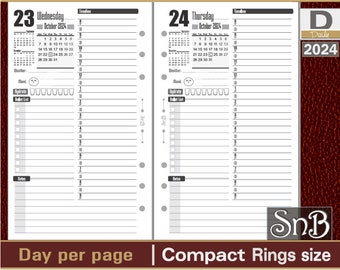SnB Compact - Nicole Edition - Day on 1 page - 2023 / 2024 - Printable Daily inserts for Franklin Covey binders