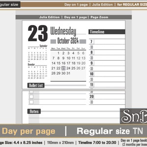 SnB RG Julia Edition Day on 1 page 2023 / 2024 Printable Daily inserts for Traveler's Notebooks image 2