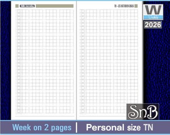SnB Personal TN - Bu-Jo Weekly Spread - 2025 / 2026 - Printable Weekly inserts for Traveler's Notebooks