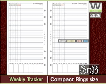 SnB Compact - Weekly Tracker (2 versions included) - 2025 / 2026 - Printable Weekly inserts for Franklin Covey binders