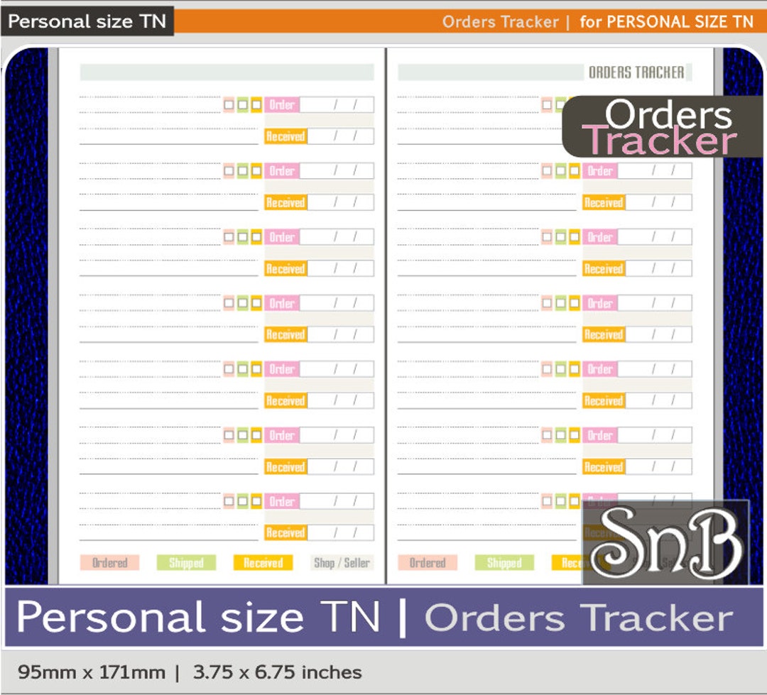 Snb Personal TN Orders Tracker Printable Insert for - Etsy